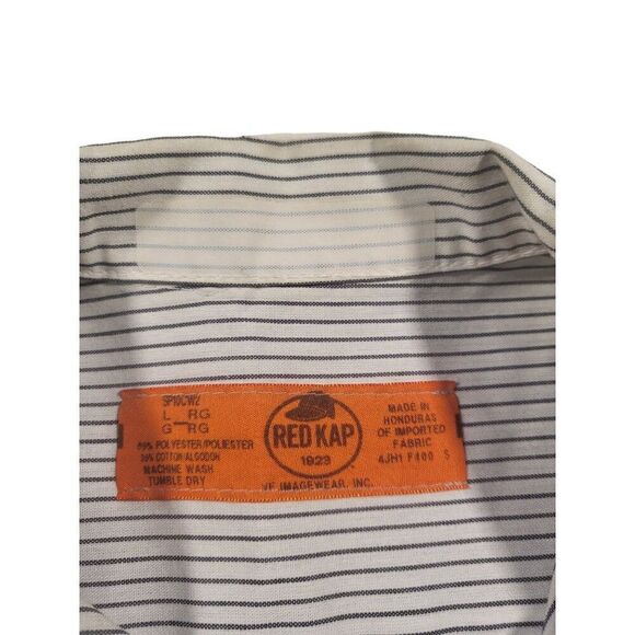 Red Kap‎ Shirt Striped Button Up Men Sz L Embroidered Brookhaven Country Club - Picture 6 of 7